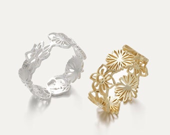 Birth Flower Ring • Personalized Ring • Custom Birth Month • Wedding Gift • Birthflower Ring • Flower Ring • Bridesmaid Gift