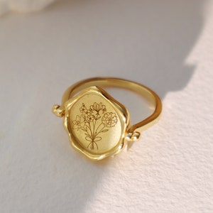 Birth Flower Ring • Combined Birth Flower Ring • Birth Flower Gift • Birth Flower Jewelry • Birth Month Ring • Family Birth Flower Ring