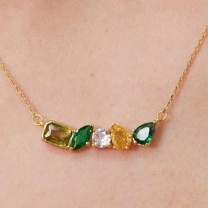 Custom 5 Birthstone Necklace • Family Birthstone Jewelry • Personalized Gift for Mom • Five Stone Necklace • New Mom Gift • Best Friend Gift