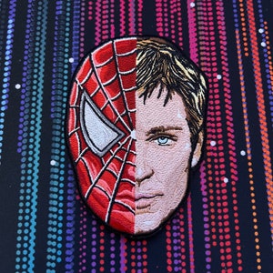 Spider Man split face - Tobey Maguire Embroidered Velcro Morale Patch
