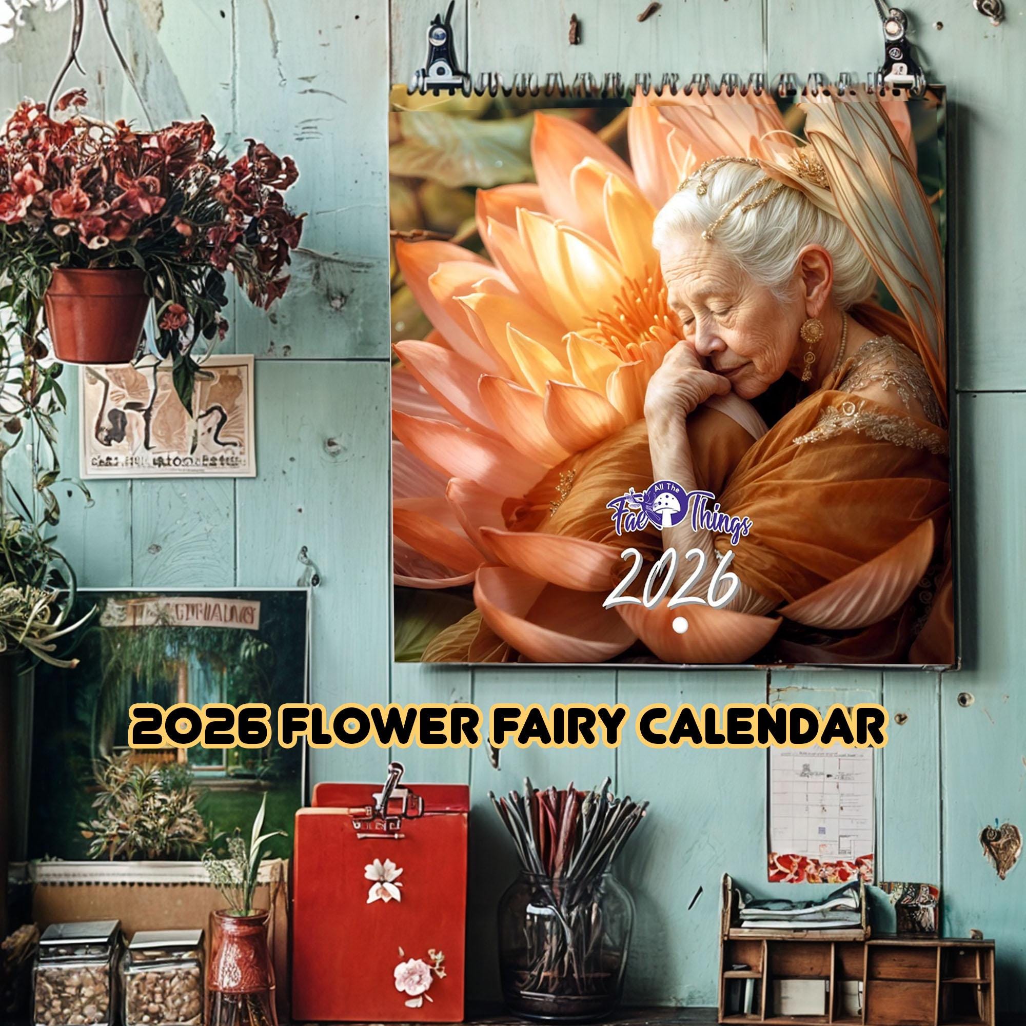 2026 12 Month Flower Fairy Wall Calendar – Whimsical Fairy Art, Semi ...