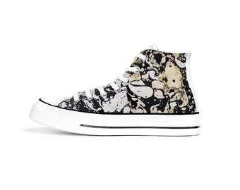 Black & White Abstract Converse High Tops - Custom Festival Basketball Sneakers