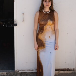 Festival Maxi Dress, Brown Boho Dress, Sleeveless Long Dress, Every Day Dress, Abstract Dress, Bohemian Clothes, Rave Dress, Festival Outfit image 4