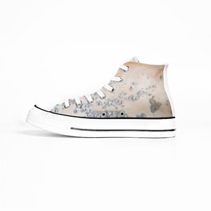 Beige High Top Custom Converse Sneakers, Festival shoes, Basketball Shoes