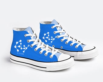 Ted Barr Art High-Top Unisex Canvas Trainers, Light Blue Streetwear for Breakdance, Skateboarding, Rave