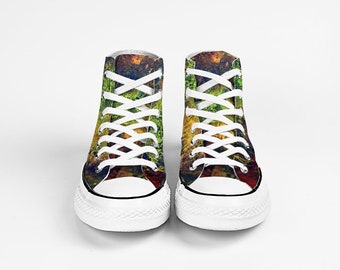 High Top Custom Sneakers, Festival Streetwear Shoes for Unisex Urban Outfits