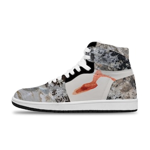 Gray High Top Sneakers, Custom Sneakers, Basketball Shoes, Vans Style Shoes, Design Shoes  For Man, Skateboard Shoes, Canvas Shoes
