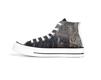 Abstract Urban Sneakers, Vegan High Tops, Black Converse Shoes