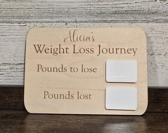 Personalized Wooden Weight Loss Tracker - Dry Erase Diet Goal Board - Custom Weight Loss Chart
