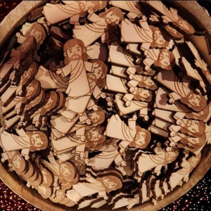 Wooden Jesus Pocket Tokens - Christian Inspirational Gifts for Faith, Prayer, and Encouragement - Pack of 100, little Jesus