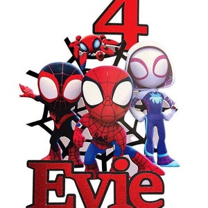Spidey inspiriert Jungen und Mädchen Geburtstag personalisierte Kuchendeckel in den Farben Rot, Blau, Pink