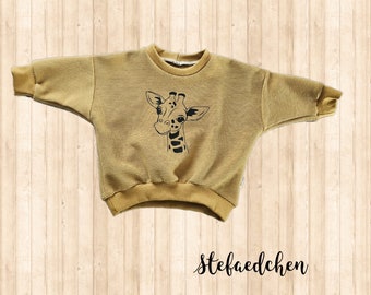 Sweater,Kinder,Giraffe,bedruckt,Rippjersey