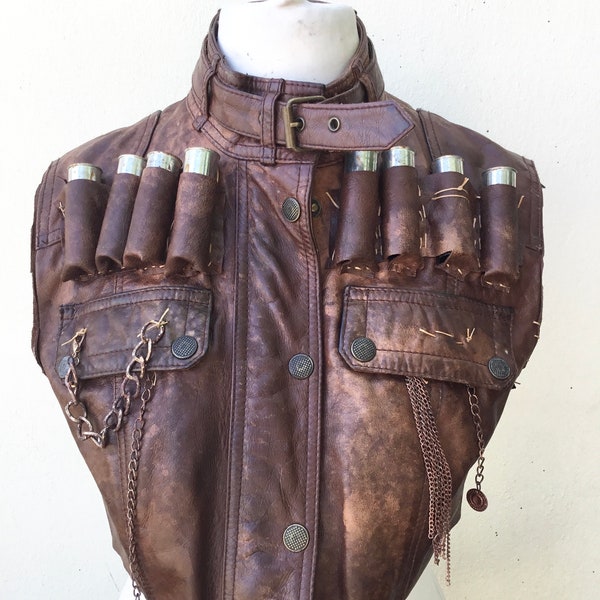 Post Apocalyptic Leather Shrug 12UK, Mad Max, LARP, Cosplay, Festival, Fallout, Wastelands