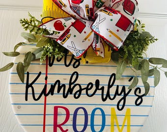 Teacher Classroom sign, Door hanger, Classroom/Daycare, Notebook Paper, Teaching, Wooden sign