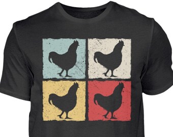 T-shirt rétro « Poulet », cadeau d'éleveur de poulets, idée cadeau vintage, t-shirt rétro en coton « Poulet »