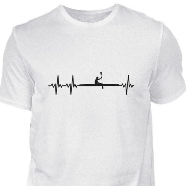 Kayak Kanu Kajak Frequenz Puls Herzschlag schwarz Baumwolle Shirt T-Shirt