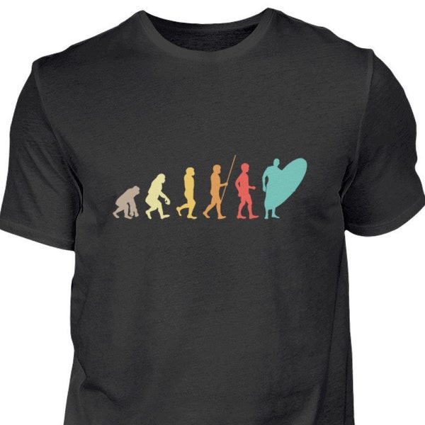 Surfer Shirt, Surfen Geschenkidee, Surfing Evolution, Retro Baumwolle T-Shirt