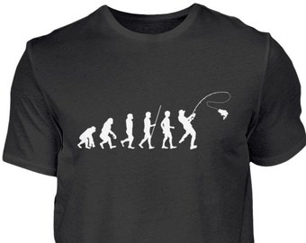 Angler Fischer Angeln Evolution Geschenk weiß Fischen Fisch Baumwolle Shirt T-Shirt