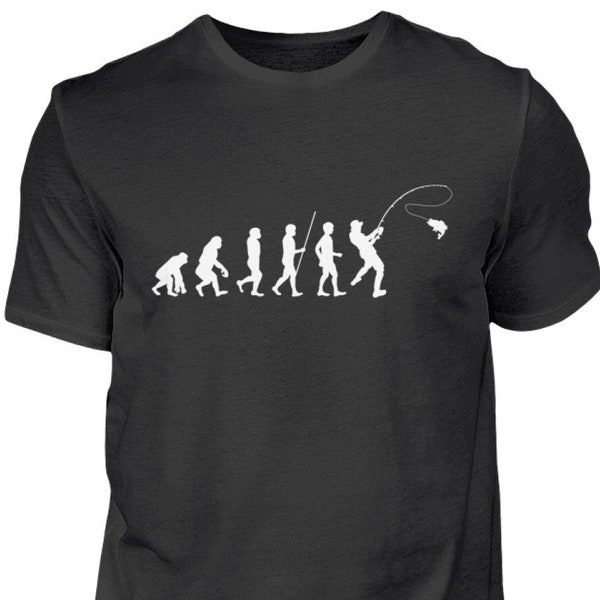 Angler Fischer Angeln Evolution Geschenk weiß Fischen Fisch Baumwolle Shirt T-Shirt