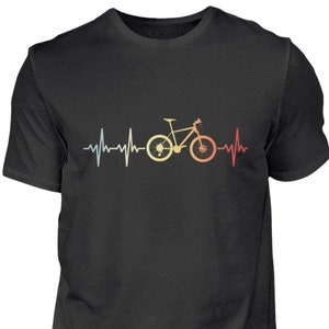 Camiseta de frecuencia ciclista, latidos retro ciclistas, frecuencia cardíaca ciclista, camiseta vintage de algodón de ciclismo
