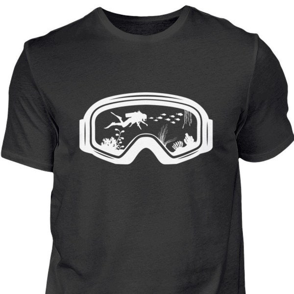 Taucher Taucherbrille Tauchen Brille weiss Shirt T-Shirt