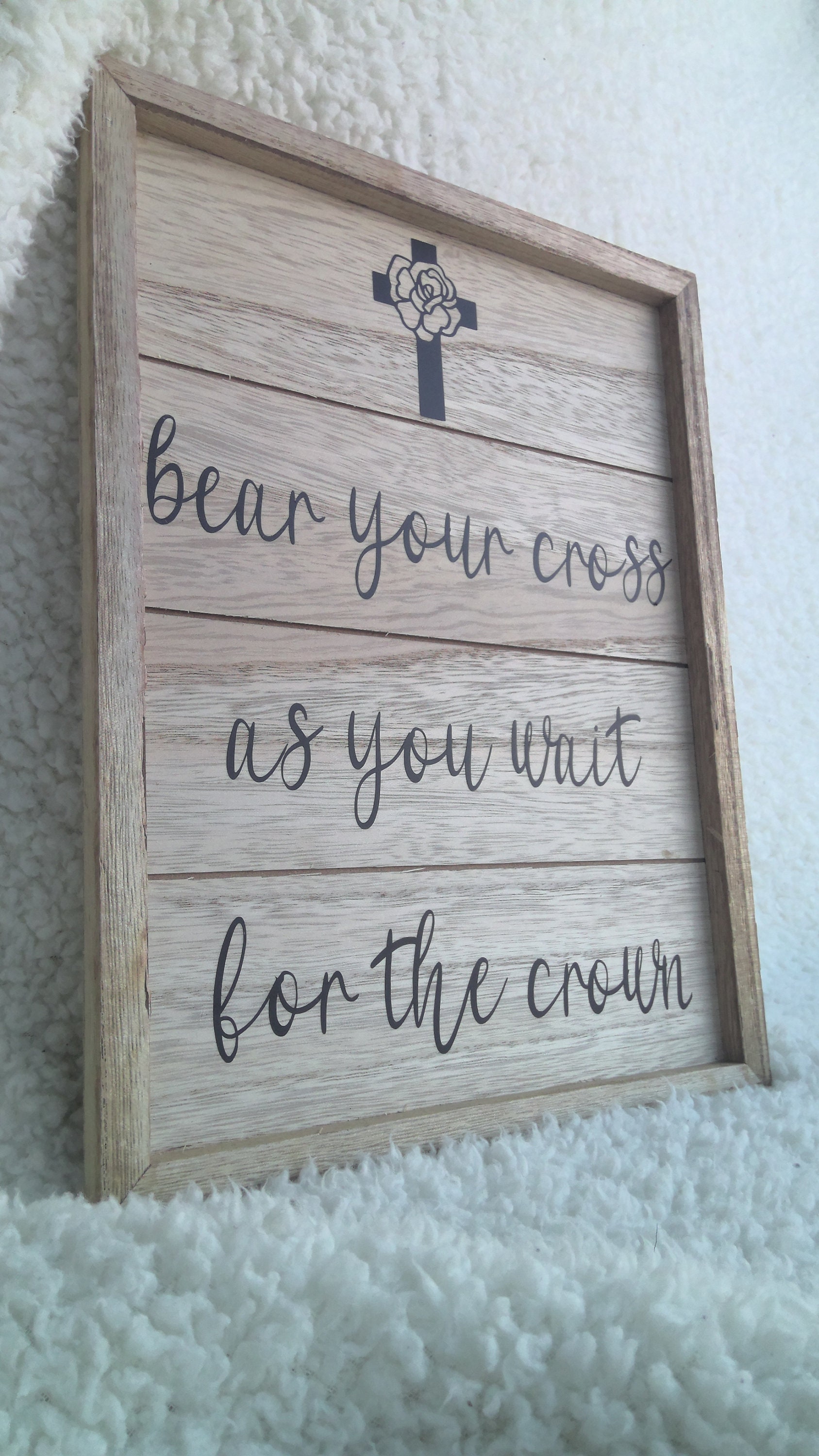 Bear Your Cross as You Wait for the Crown Sign Etsy