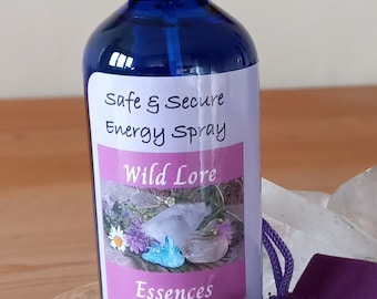 Safe & Secure Energy Spray co-created with the essences of crystals, flowers, the energy of the elements platonic solids and Reiki