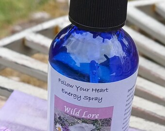 Heart Chakra Aura Spray: Follow Your Heart , Rose Quartz, Green Aventurine, Reiki Energy (60ml)