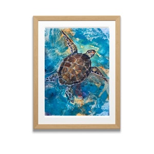 Watercolor Sea Turtle Painting Digital Download - Mexico Beach Wall Art Print