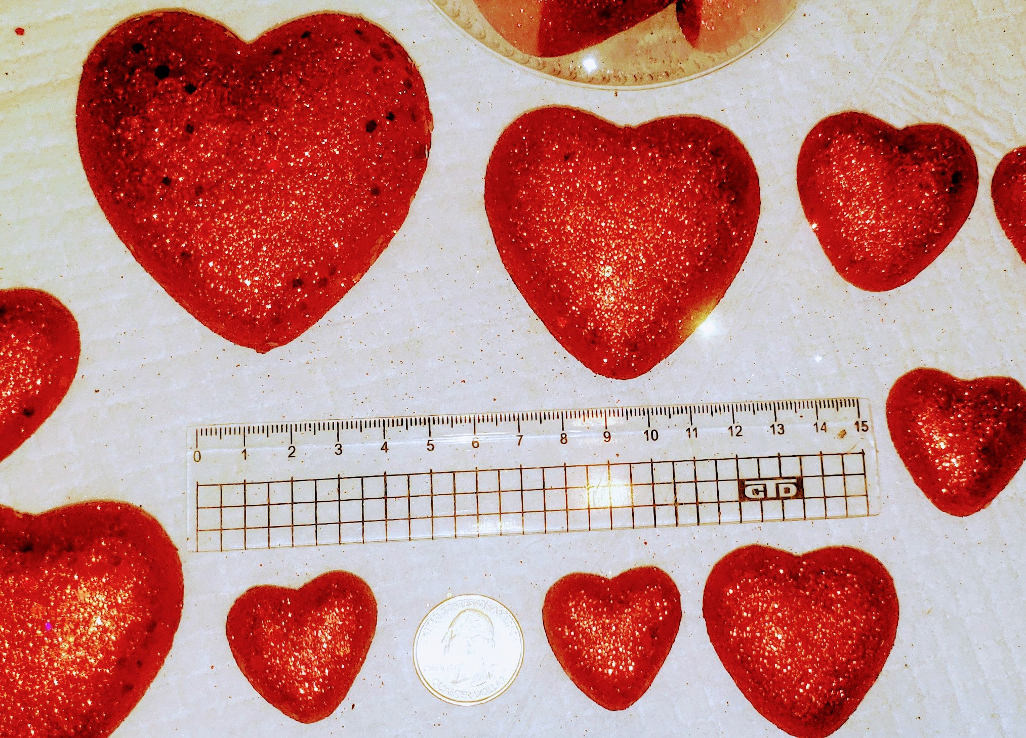 10 Glitter Foam Open Heart Decoration [HV907824] 