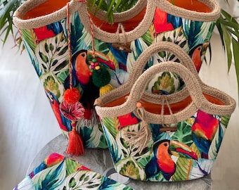 Exotic Birds Luxury Bag for beach Digital Print Fabric, Summer Tote bag Daily or Evening used Handbag, Gift for her, handle bags, beach bag