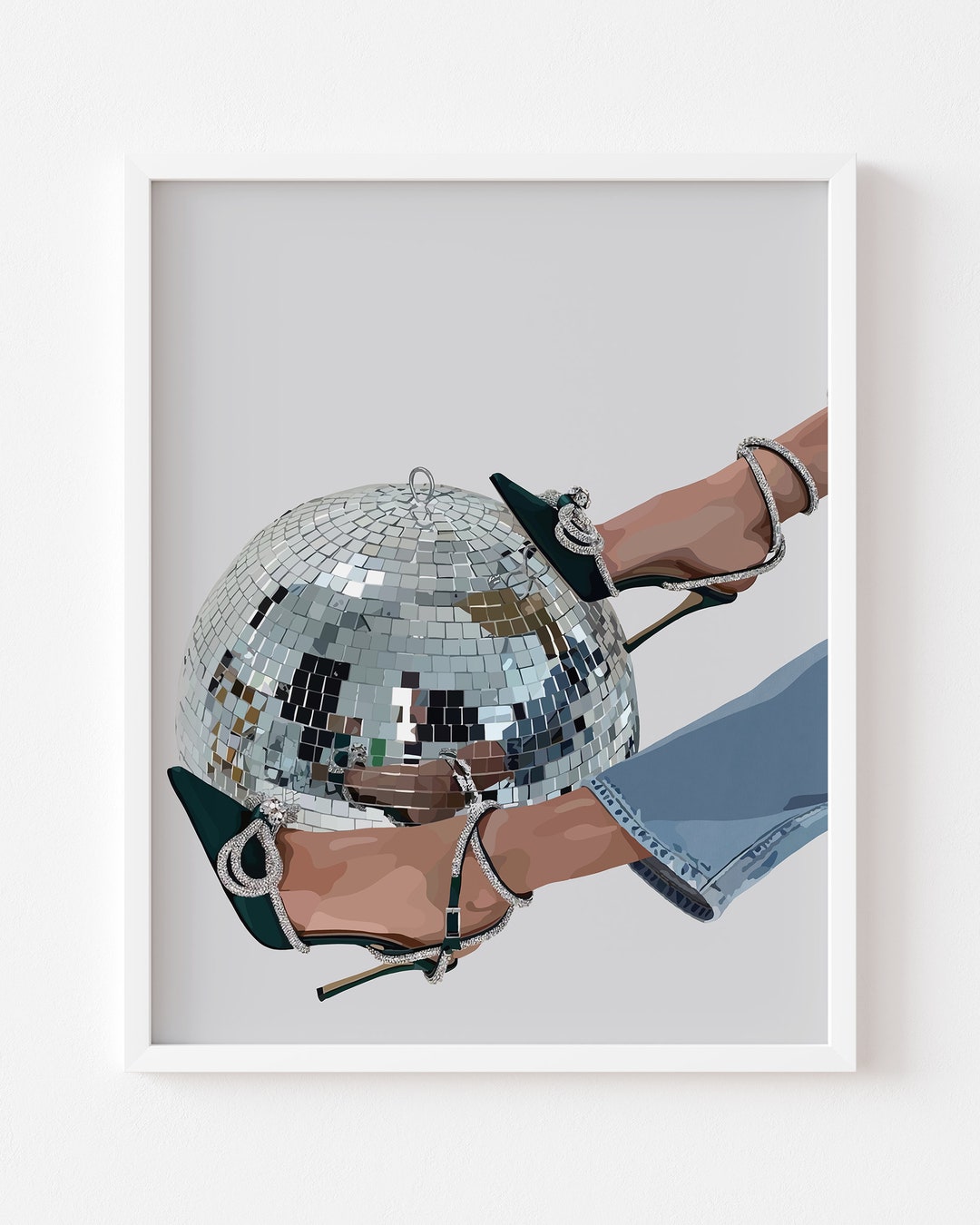 Poster Disco Ball & Designer Heels Sparkle Glitter - Etsy