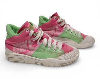 Zapatillas Nike Outbreak de caña alta para mujer, talla 7.5, rosa y verde, 318635-611, lona retro.