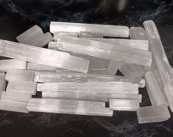 Selenite Stick (1 piece) Natural Crystal Chunks, High Quality Selenite, Lunar Moon Energy, Cleansing Crystals, White Charging Gemstone