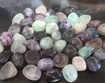 Rainbow Fluorite Crystal Tumblestone The Genius Stone Purple Green  Gemstone For Clarity, Peace, Creativity