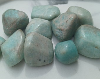 Amazonite Crystal Tumblestone | Brazilian Tumble Stones | Reiki Chakra Polished Tumbled Stone | Crystals For Success Courage Abundance |