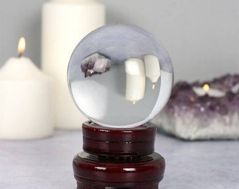 Crystal Ball with Wooden Stand & Display Box | Divination, Glass Sphere, Tarot, Fortune Teller, Scrying, Spirituality, Psychic, Spiritual