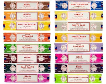 Satya Incense Sticks (Various Choices) Hand Rolled High Quality Scents | Indian Spiritual Handrolled Sticks Meditation Scent Relaxation