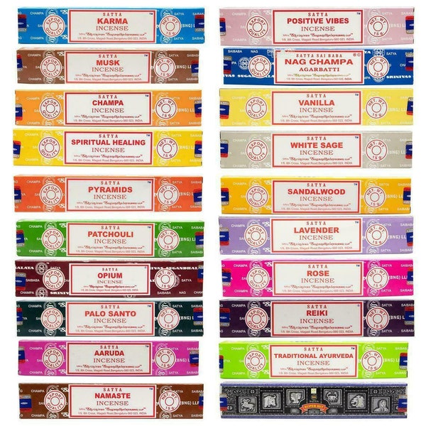 Satya Incense Sticks (Various Choices) Hand Rolled High Quality Scents | Indian Spiritual Handrolled Sticks Meditation Scent Relaxation