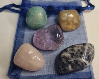 Water Element Crystal Pack, Calm, Tranquillity, Intuition, Tumblestones, Emotional Spiritual Balance, Yin Yang Chakra Balancing Gemstones