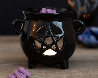 Pentagram Cauldron Oil Burner | Wax Warmer, Melter, Candle Melts, Black Star, Home Fragrance | Gothic Decor, Alternative, Essential Oils