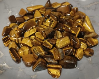 Tiger Eye Tumblestone (Gold, Red or Blue) Crystal For Courage & Bravery, Tigers Eye Tumbles, For Blocking Negativity, Powerful Gemstone