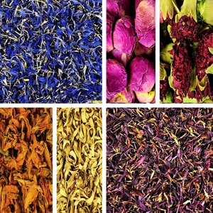 Dry flowers & petals Tea - 10g - 50g, edible dried flowers, dried petals, hibiscus flower, craft, tea jasmine lavender rose cornflower dryed