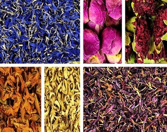 Dry flowers & petals Tea - 10g - 50g, edible dried flowers, dried petals, hibiscus flower, craft, tea jasmine lavender rose cornflower dryed