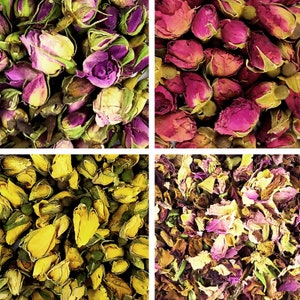 Dried rose buds - 10g - 50g - pink, red, yellow - natural and biodegradable - dried, craft, candle, soap, bath bomb, potpourri