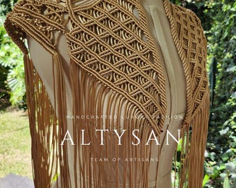 Women's Macramé statement piece capelet – Contemporary Couture cape -boho-chic macrame cape for woman-womens poncho-womens party clothing