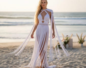 Handmade Goddess Dress – Burning Man Outfit, Luxury Festival Clothing, Bridal Alternative