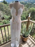 Festival outfit Dress Bride Macrame Dress BurningMan Maxi Dress Beachwear Goddess Vintage Crochet Dress Bohemian Party Dress Wedding product logo