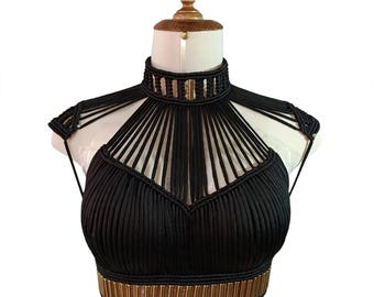 Halter top, Festival Crop Top for Women, Boho Rave Top, macrame top, FENIX