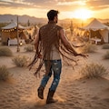Men's Fringe Festival Cape, Handmade Boho Statement Piece, Luxury Rave & Resort Outfit, Beach Wedding Cape, Made to Measure, Free Shipping product logo